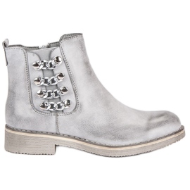 Forever Folie Gray flat-heeled ankle boots grey
