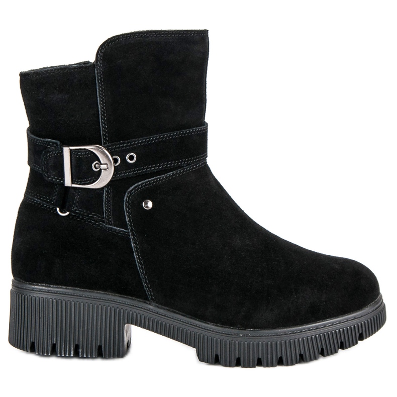 Warm leather boots black