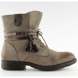 Women's beige and brown boots BH52-KB khaki