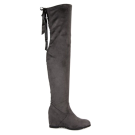 Bestelle Gray thigh-high boots on a wedge grey Bestelle Gray thigh-high boots on a wedge grey