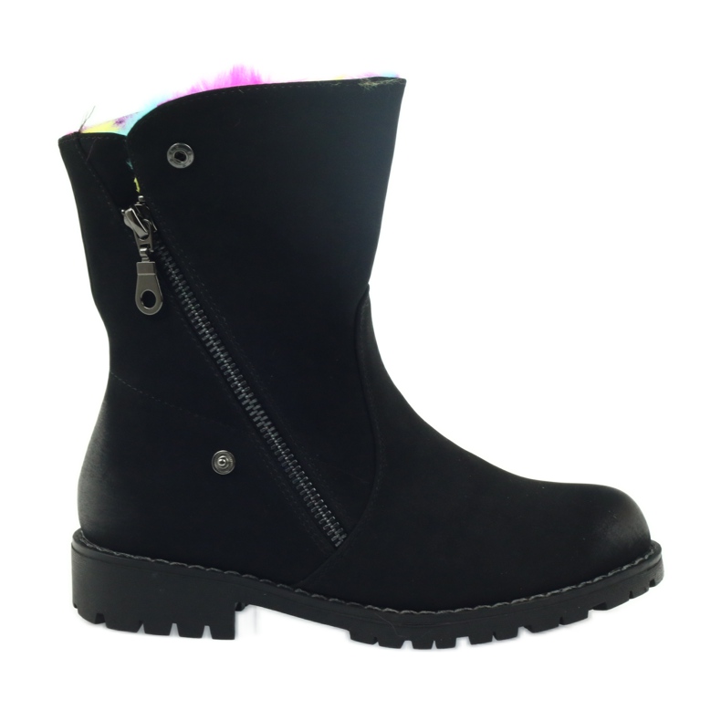 Sergio Leone Boots with colored fur with a zipper black multicolored