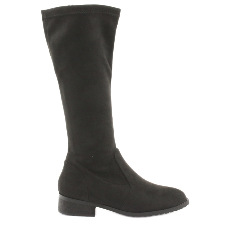 M.Daszyński Black stretch boots flat heel MR1602