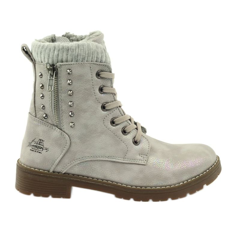 DK Timberki boots on gray pearl fur grey