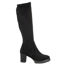 Black suede boots