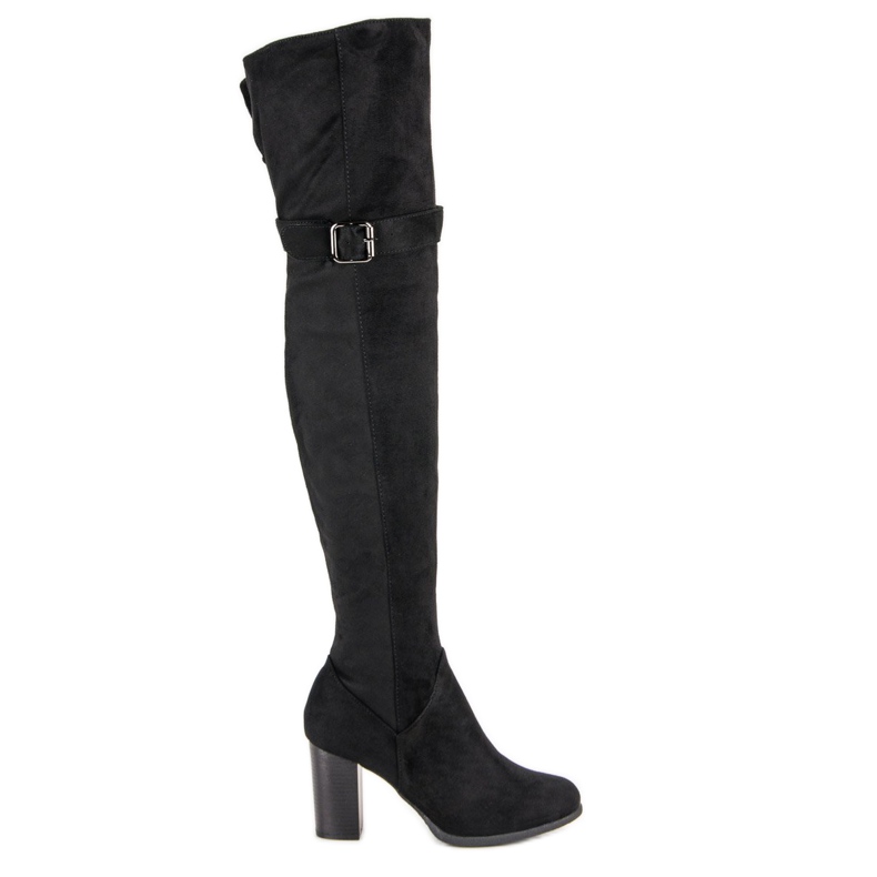 SDS Black thigh boots on the post