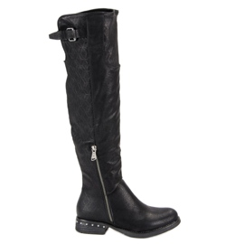 SDS Black Boots On Flat Heels