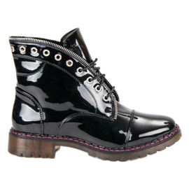 Lucky Shoes Varnished workers black