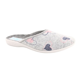 Gray Felt Slippers hearts Adanex 19255 gray pink grey