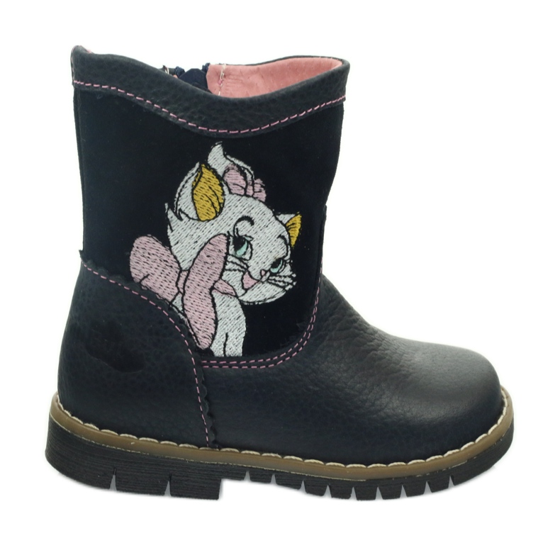 Children's leather boots with kitty Ren but 1525 navy blue