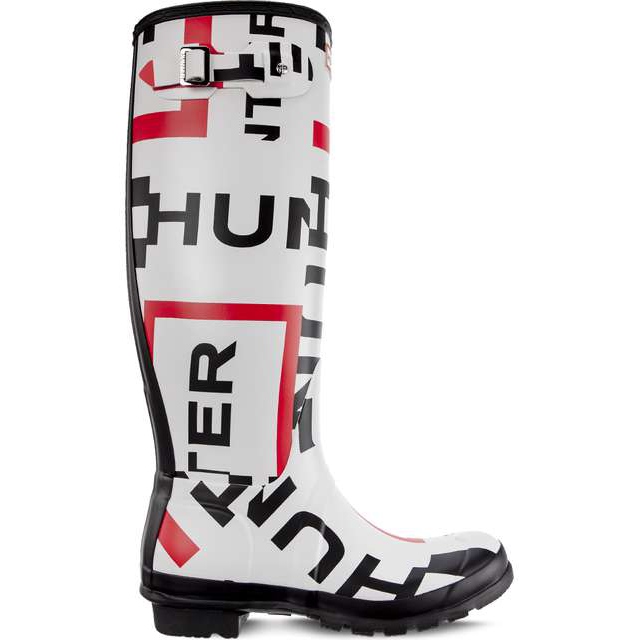 Hunter Women's Original Exploded Logo Tall Exploded Logo white black red