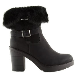 Black half boots high heels T119 Black