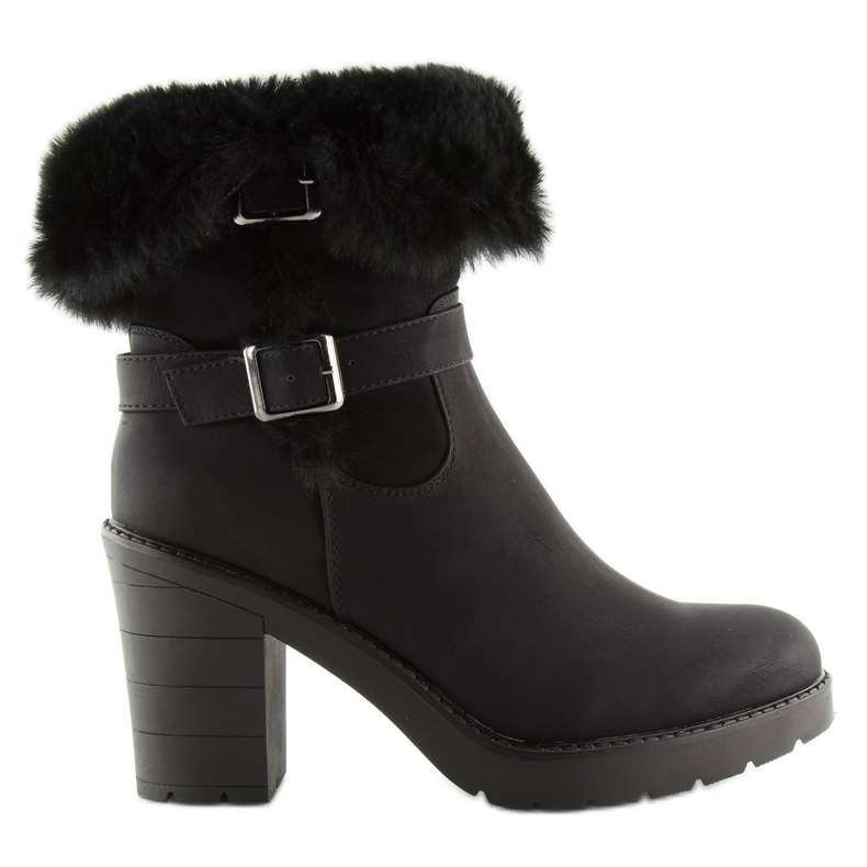 Black half boots high heels T119 Black