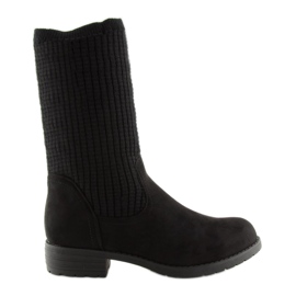 Black ZH757 Black boots with a sweater upper Black ZH757 Black boots with a sweater upper