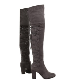 Gray Over-boots high heels B34H-HB Gray grey