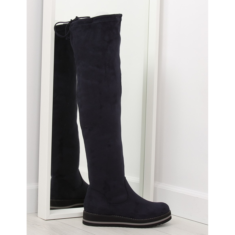 Women's navy blue thigh boots 512-PG blue