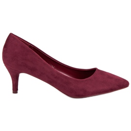 Burgundy suede heels red