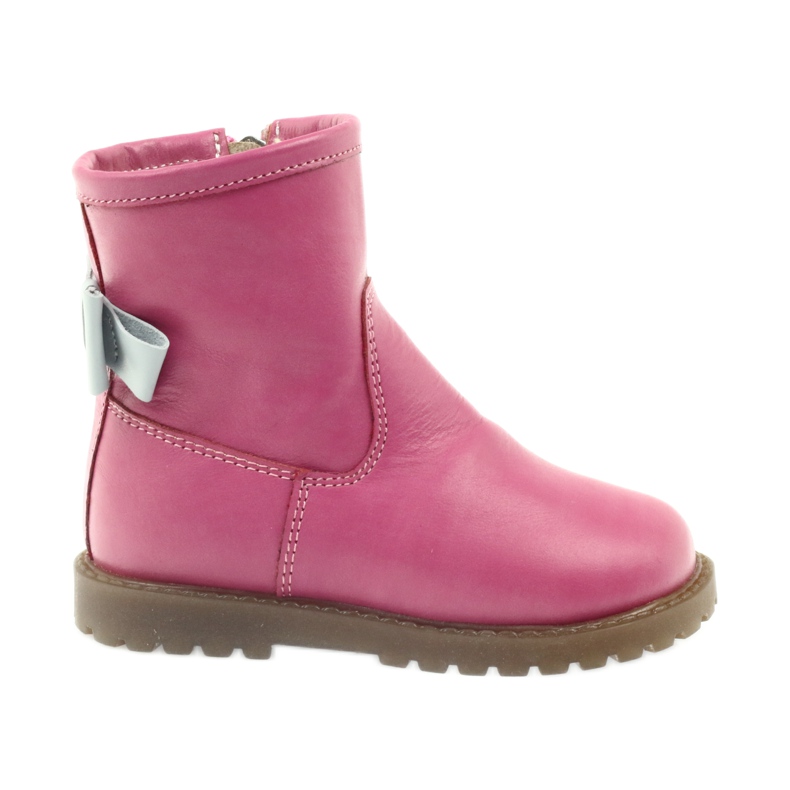 Bartuś Leather children's boots with a pink bow 317 grey Bartuś Leather children's boots with a pink bow 317 grey