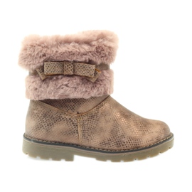 American Club American boots winter boots with fur17042 brown yellow pink