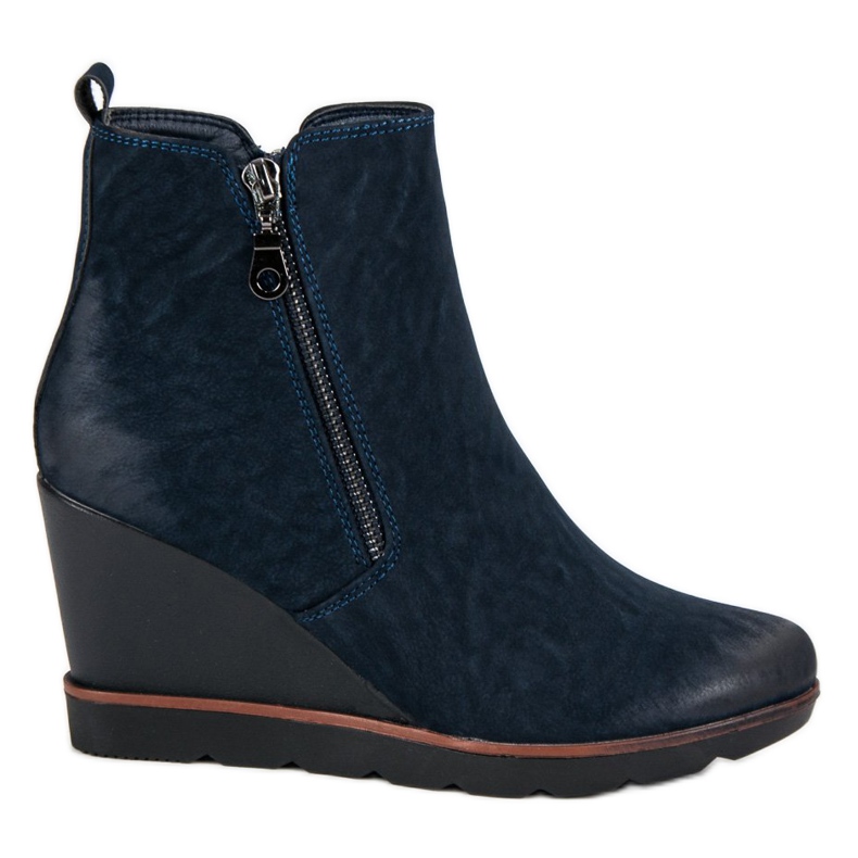 Filippo Navy blue boots on a wedge