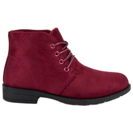 Burgundy tied boots red