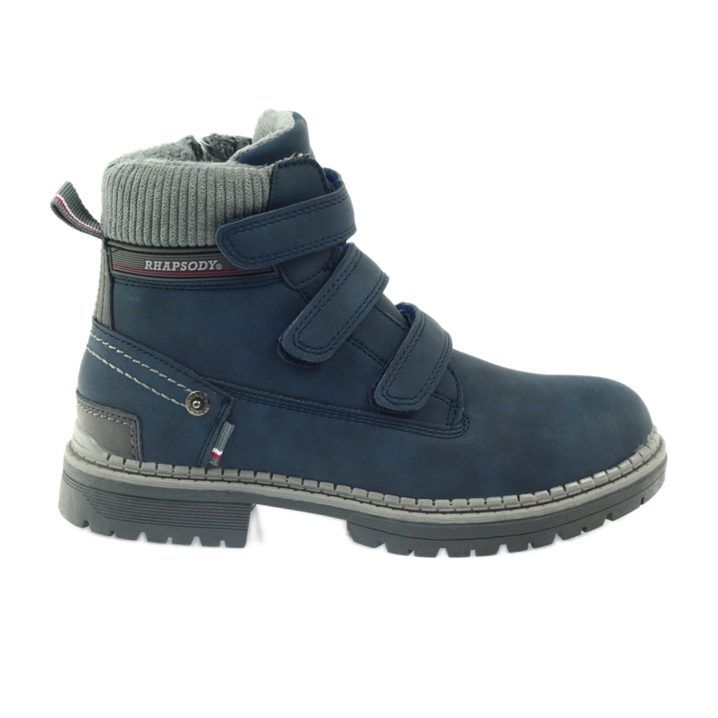 American Club Velcro boot boots 708121 grey navy blue American Club Velcro boot boots 708121 grey navy blue