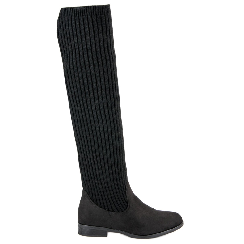 Bestelle Over-the-knee boots with flat heels black