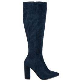 Small Swan Heeled suede boots blue