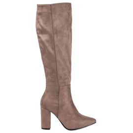 Small Swan Heeled suede boots brown