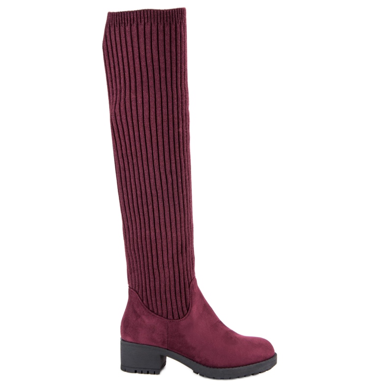 Ideal Shoes Fitted burgundy boots red