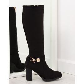 Black high heels boots GF-0s07 black