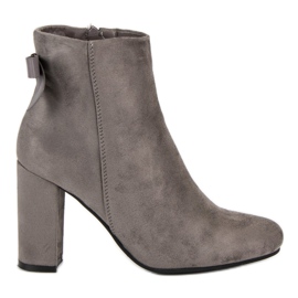 Ideal Shoes Stylish gray boots grey Ideal Shoes Stylish gray boots grey