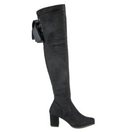 Queentina Elegant high-heeled thigh-high boots black