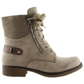 Lace-up boots bagery beige 17103-2 Khaki