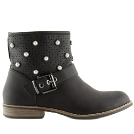 Black Boots with pearls B9217-KB Black
