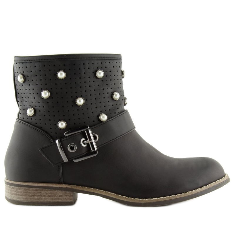 Black Boots with pearls B9217-KB Black