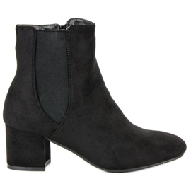 Top Shoes Suede high-heeled ankle boots black