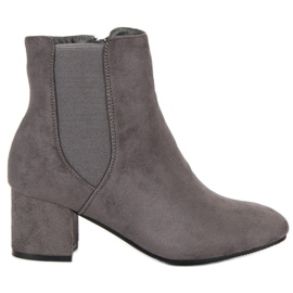 Top Shoes Suede high-heeled ankle boots grey
