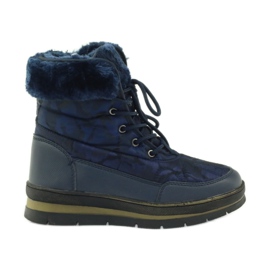 Sport Snow Boots On Fur DK navy blue