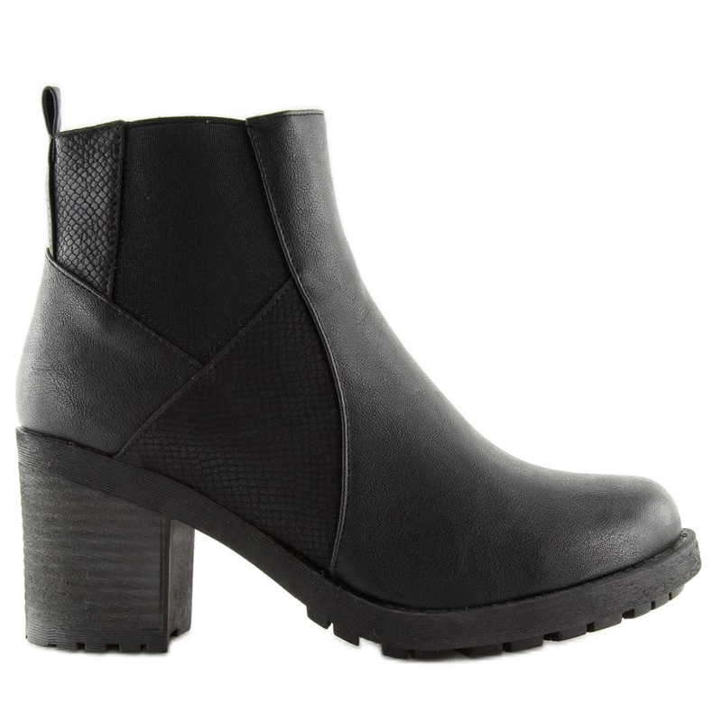 Black boots with wide heels 1032-1 Black