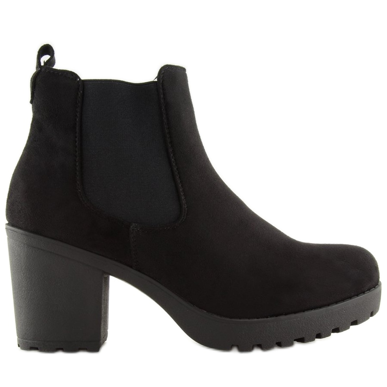 Black boots with wide heels E5106 Black