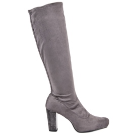 Gray high heeled boots grey
