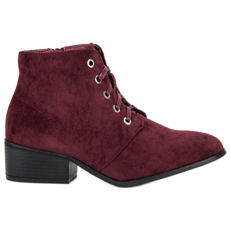Tied burgundy boots red