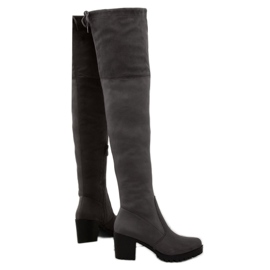 Over-the-knee boots with wide heels gray BH108-HB Gray grey