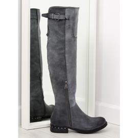 Women's gray riding boots 228-PG gray grey