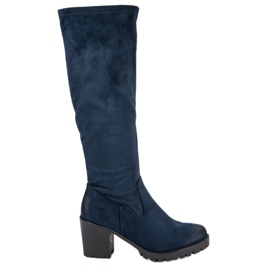 Suede high-heeled boots from VINCEZA multicolored blue Suede high-heeled boots from VINCEZA multicolored blue