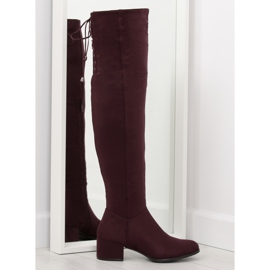 Over-the-knee boots BH129-HB Wine burgundy multicolored red