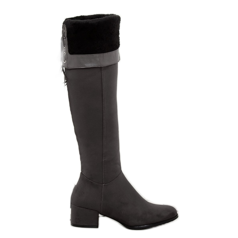 Gray Over-boots high heels BH129-HB Gray grey