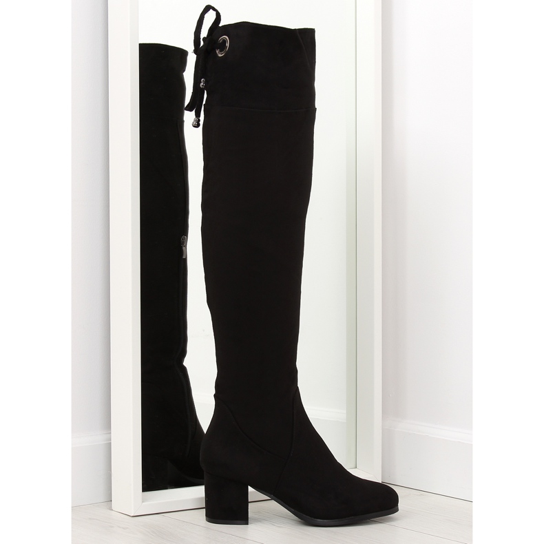 Black high-heeled boots B-318 black Black high-heeled boots B-318 black