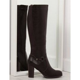 Brown high heels boots QT02P Brown