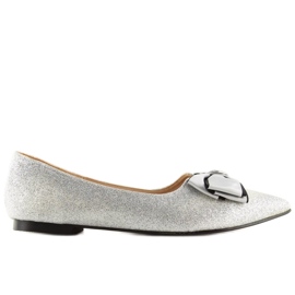 Glossy silver ballerinas LT101 Silver grey